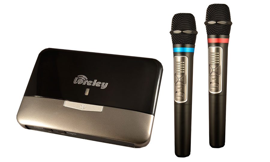 萊茵家 LORELEY 2.4G無線麥克風組合照-2.4G wireless microphone-含2.4G無線麥克風兩隻-與2.4G無線麥克風接收器-可搭配擴大機-卡拉OK-KTV -伴唱機-音響-藍芽喇叭-家庭劇院使用-海智國際出品
